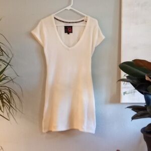 Guess Bodycon Vintage Y2K Bohemian Casual Mini V Neck Sweater Dress Long Tunic